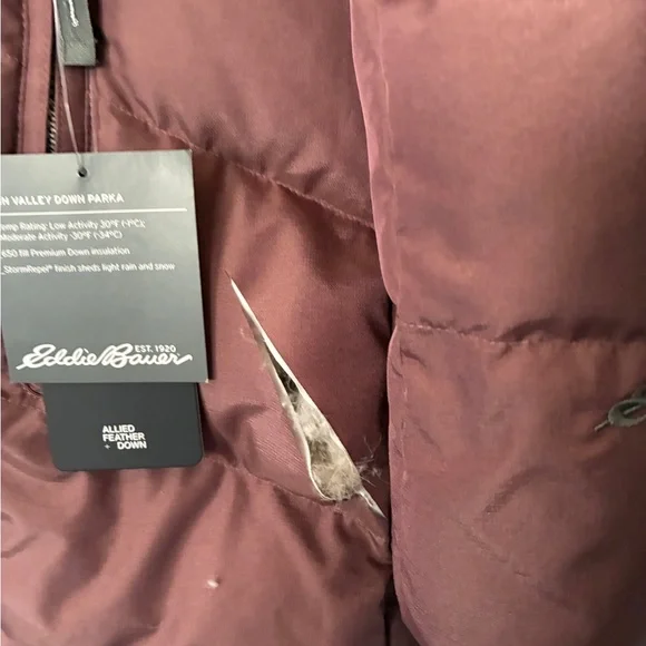 NWT Eddie Bauer Quilted Puffer Coat in Mauve - Size PXL- Needs to be patched - Picture 5 of 8